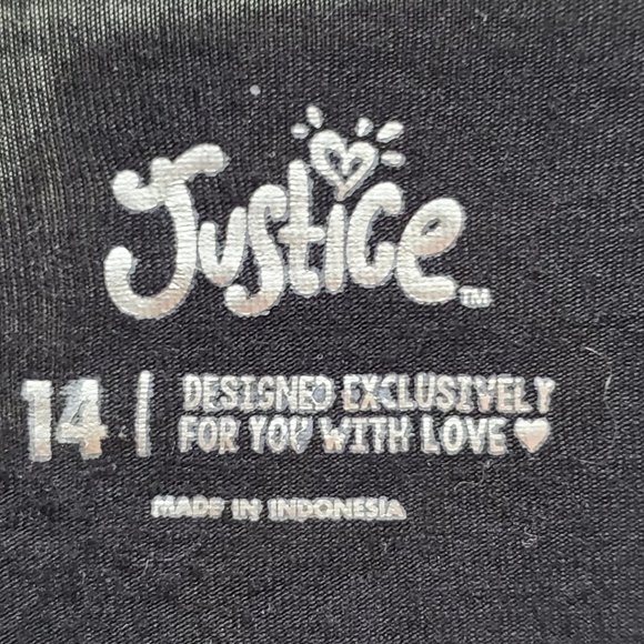 JUSTICE Set of 2 Girls Black Lightweight Crew Neck Tee Shirts - Picture 5 of 14